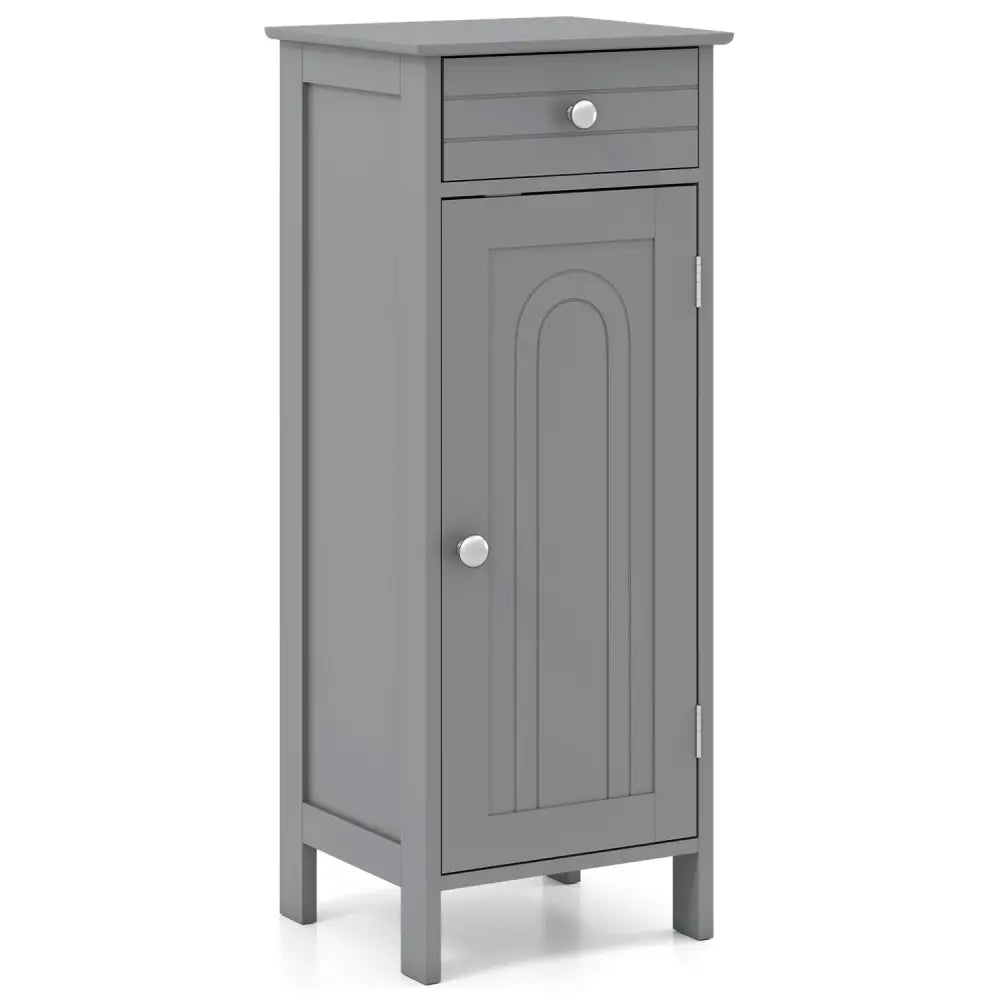 Wooden Storage Free-Standing Floor Cabinet with Drawer and Shelf-Gray - Gray - Floor Cabinets
