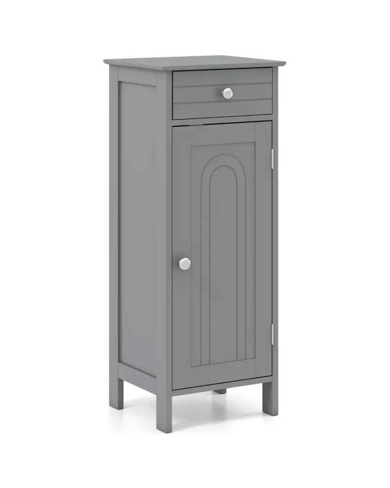 Wooden Storage Free-Standing Floor Cabinet with Drawer and Shelf-Gray - Gray - Floor Cabinets