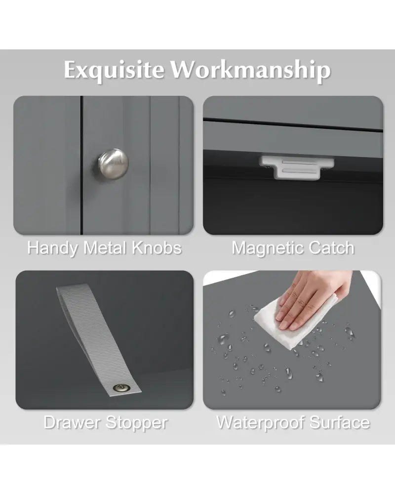 Wooden Storage Free-Standing Floor Cabinet with Drawer and Shelf-Gray - Gray - Floor Cabinets