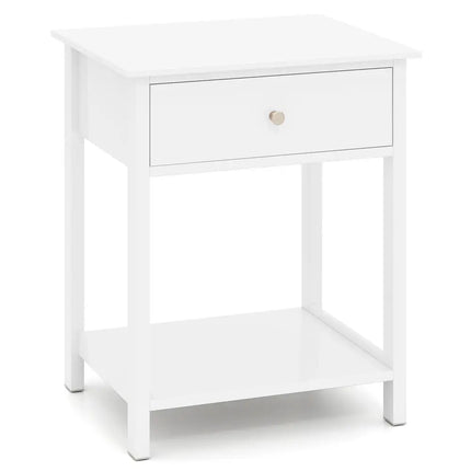 Wooden Storage Shelf with Drawer for Bedroom and Living Room-White - White - Nightstands