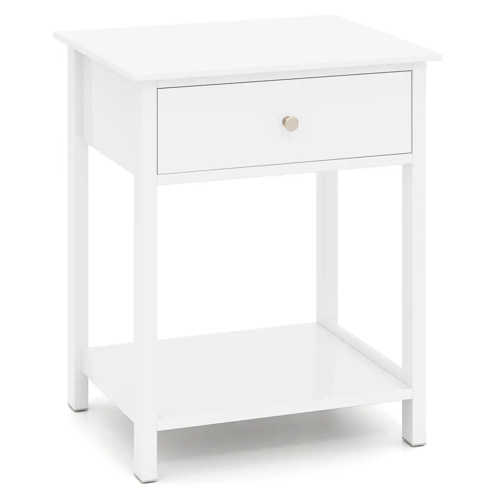 Wooden Storage Shelf with Drawer for Bedroom and Living Room-White - White - Nightstands