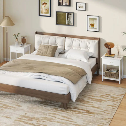 Wooden Storage Shelf with Drawer for Bedroom and Living Room-White - White - Nightstands