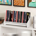 Wooden Tilting Bookcase Small Desktop Bookshelf Organizer for Magazines-White - White - Bookcases