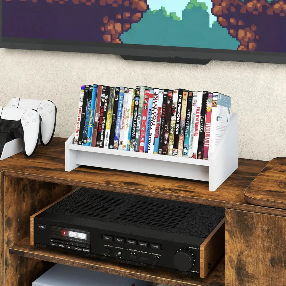 Wooden Tilting Bookcase Small Desktop Bookshelf Organizer for Magazines-White - White - Bookcases