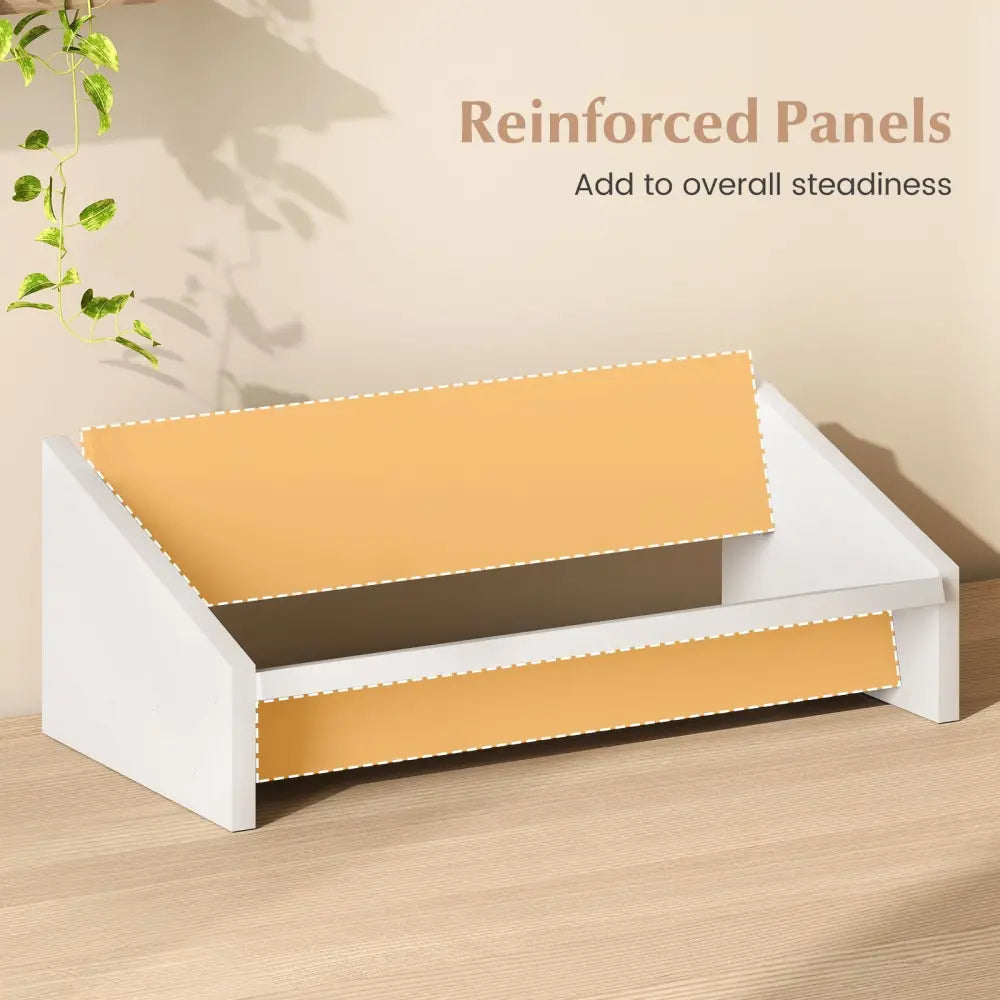 Wooden Tilting Bookcase Small Desktop Bookshelf Organizer for Magazines-White - White - Bookcases
