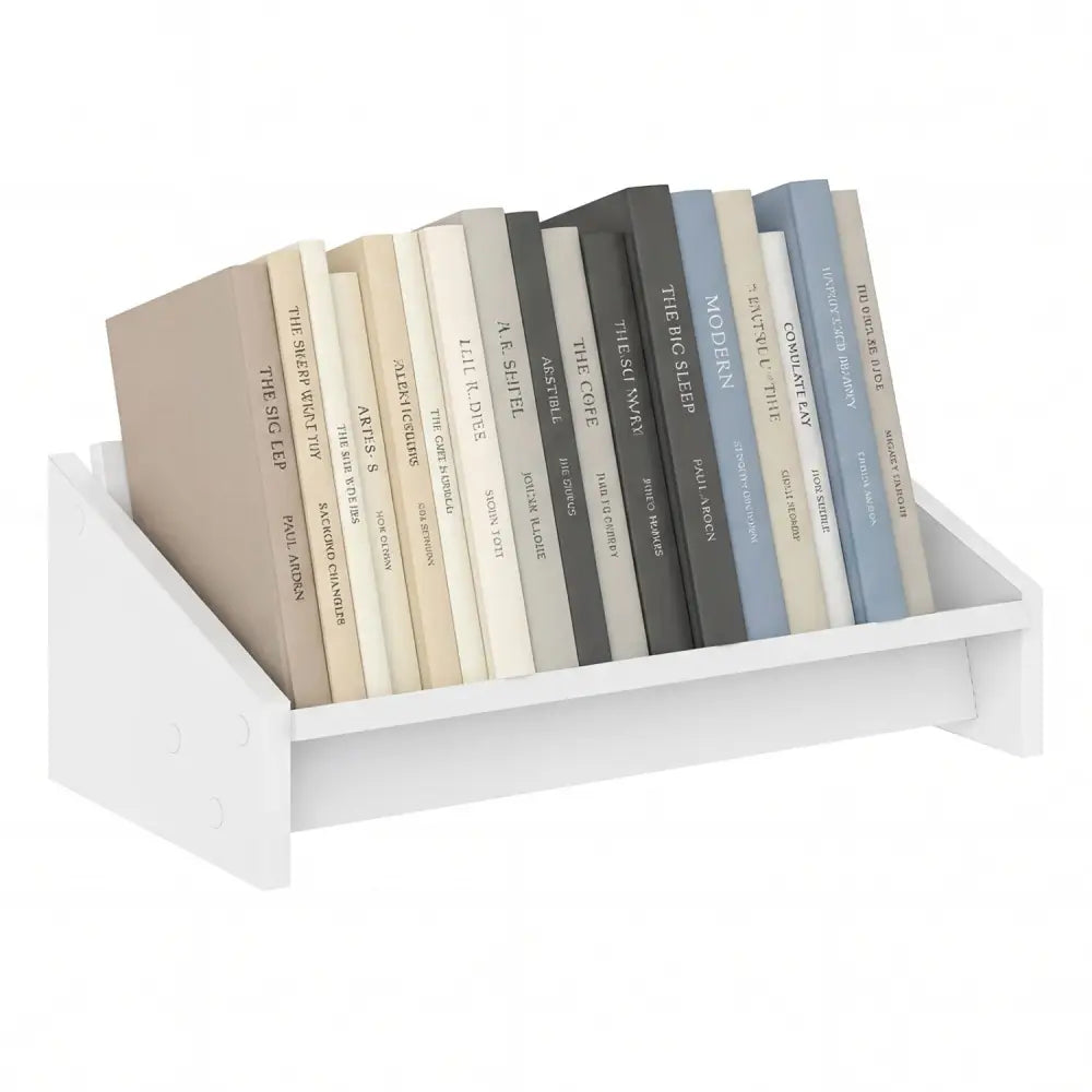 Wooden Tilting Bookcase Small Desktop Bookshelf Organizer for Magazines-White - White - Bookcases