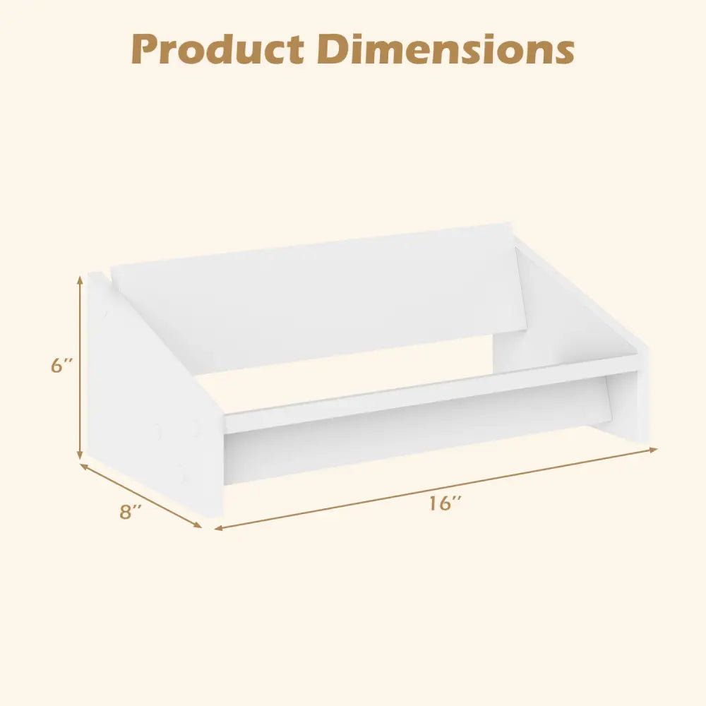 Wooden Tilting Bookcase Small Desktop Bookshelf Organizer for Magazines-White - White - Bookcases