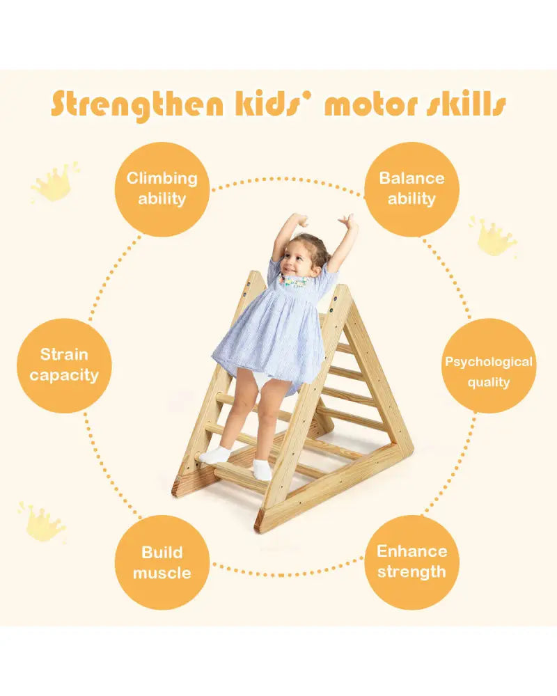 Wooden Triangle Climber for Toddler Step Training - Natural - Climbers & Slides