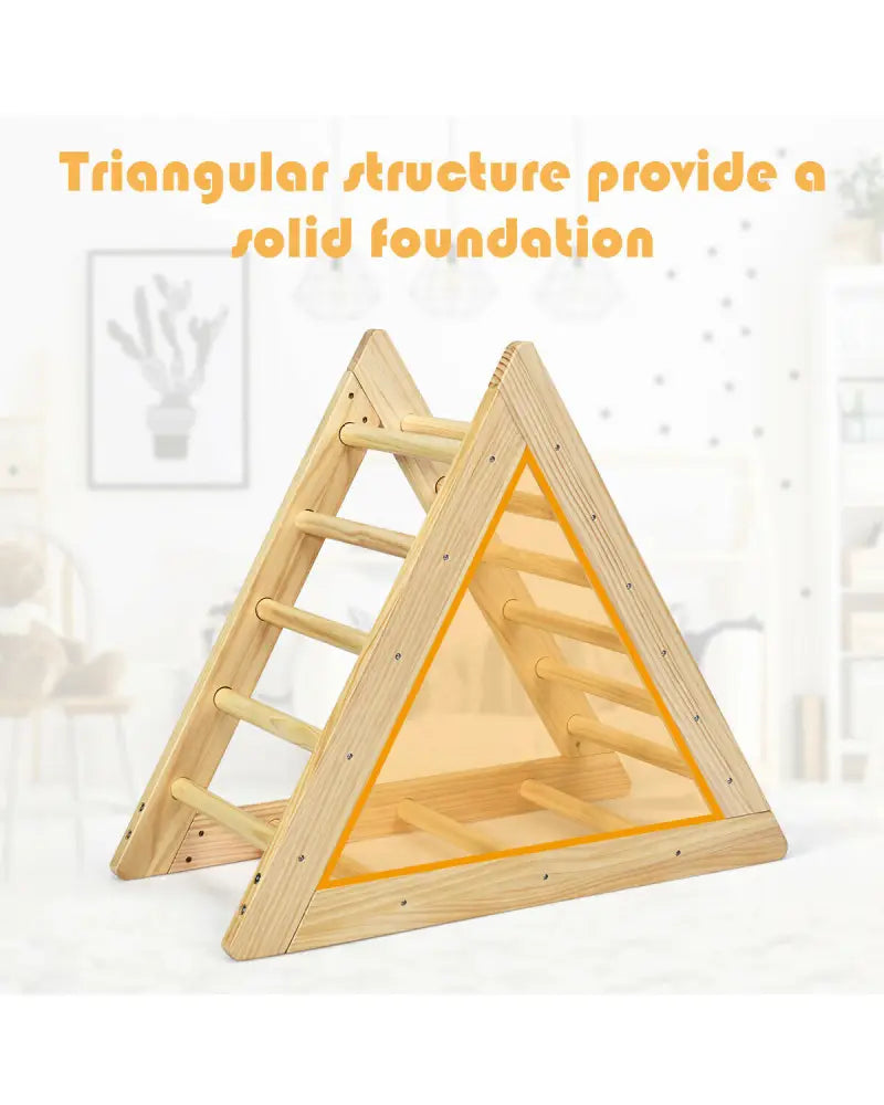 Wooden Triangle Climber for Toddler Step Training - Natural - Climbers & Slides