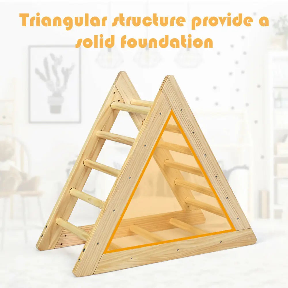 Wooden Triangle Climber for Toddler Step Training - Natural - Climbers & Slides