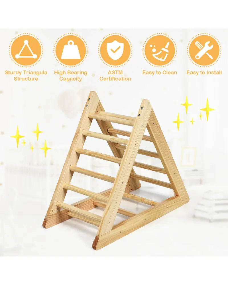 Wooden Triangle Climber for Toddler Step Training - Natural - Climbers & Slides