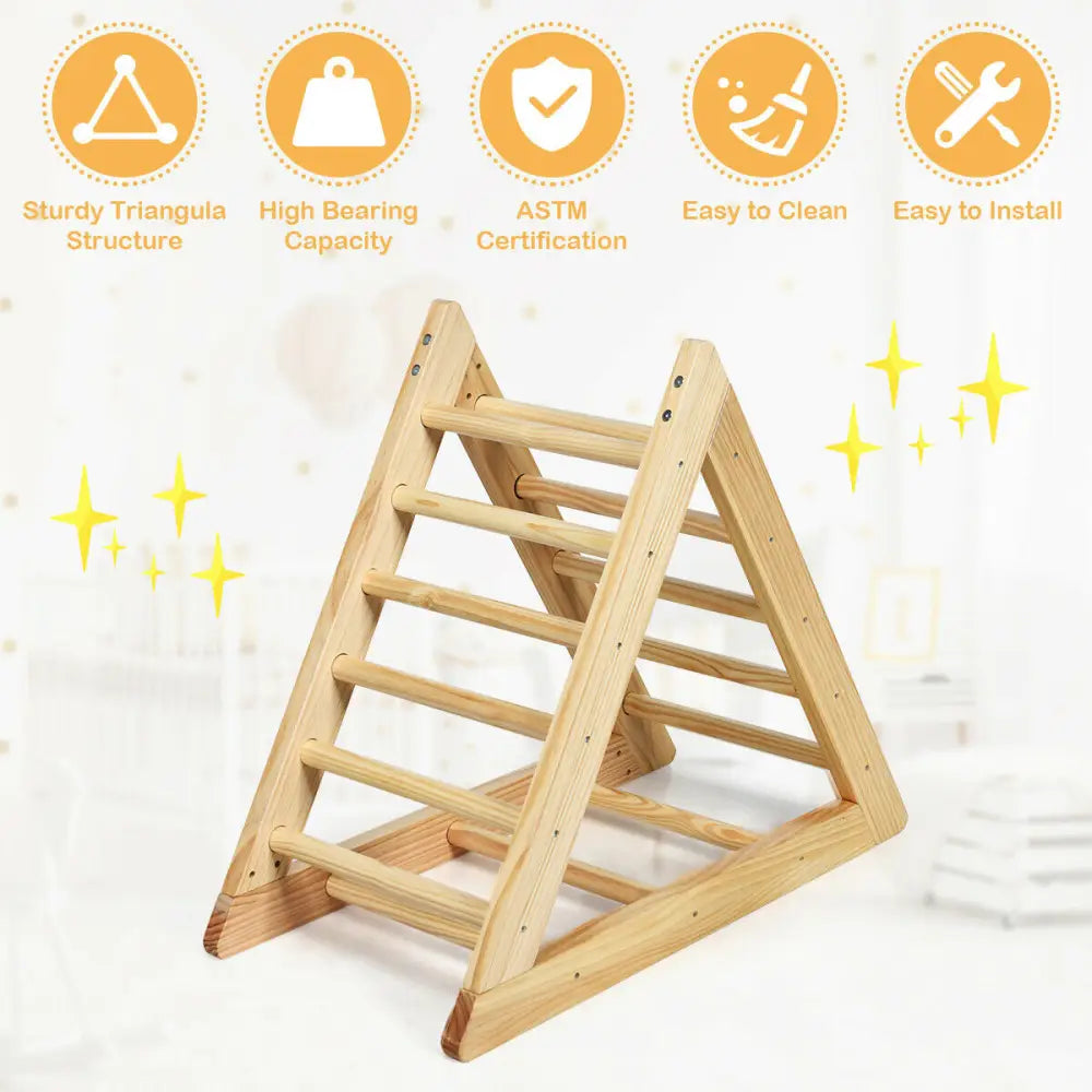 Wooden Triangle Climber for Toddler Step Training - Natural - Climbers & Slides