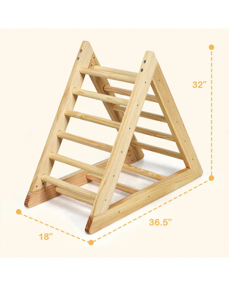Wooden Triangle Climber for Toddler Step Training - Natural - Climbers & Slides