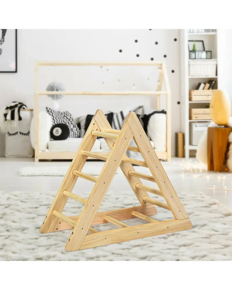 Wooden Triangle Climber for Toddler Step Training - Natural - Climbers & Slides