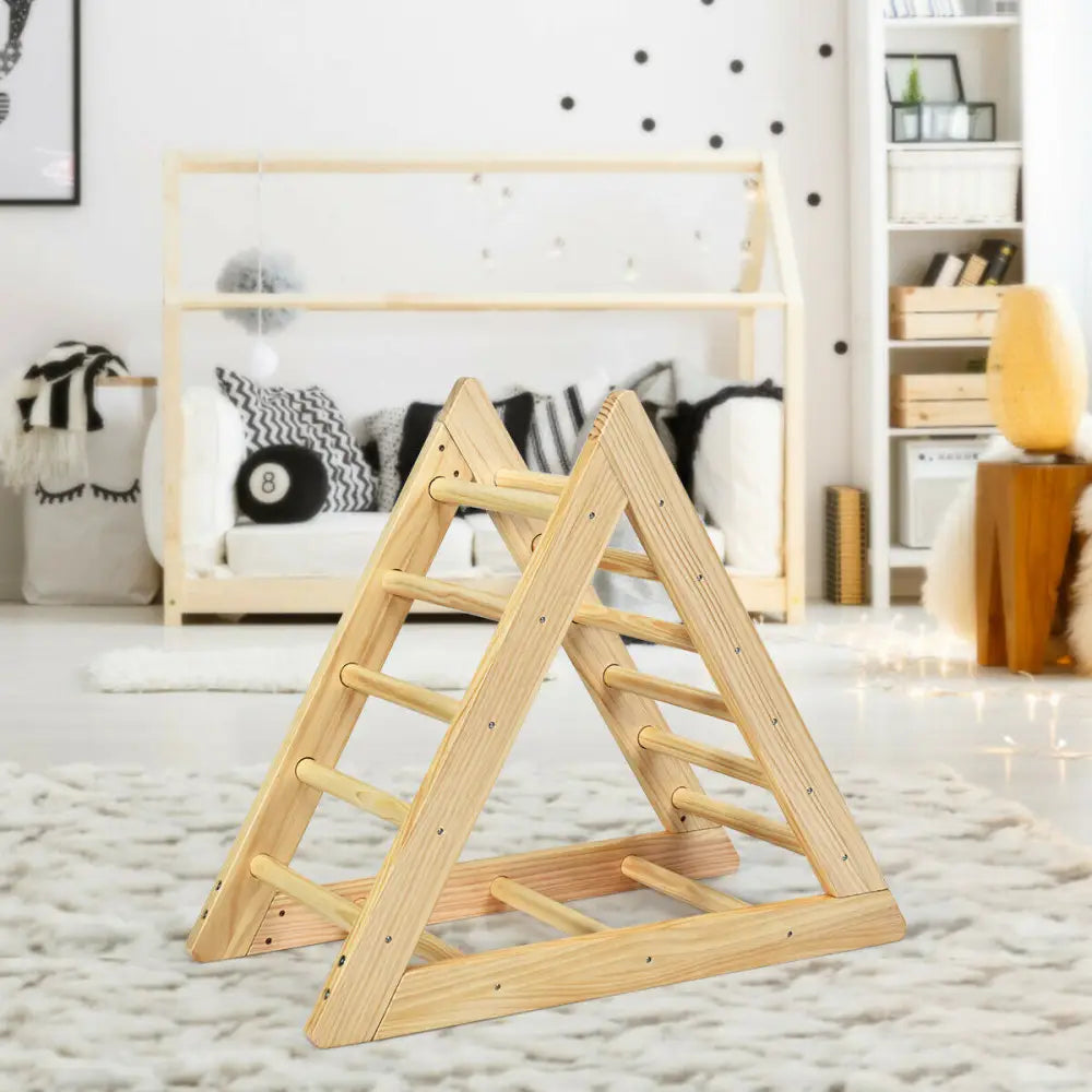 Wooden Triangle Climber for Toddler Step Training - Natural - Climbers & Slides