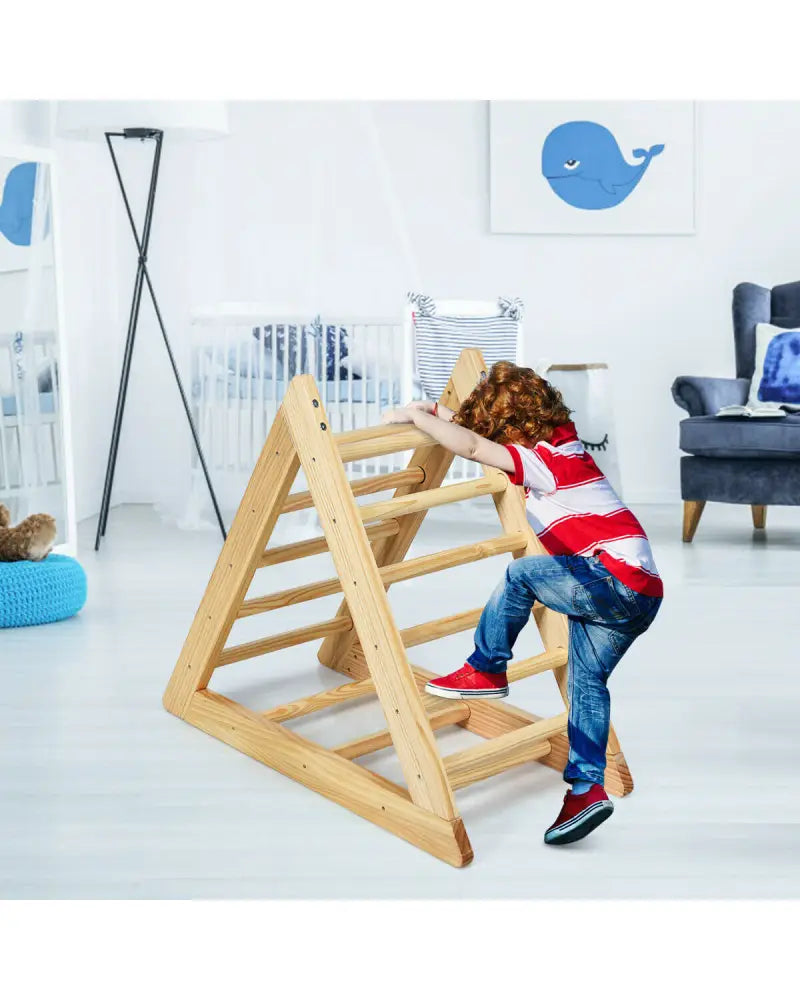 Wooden Triangle Climber for Toddler Step Training - Natural - Climbers & Slides