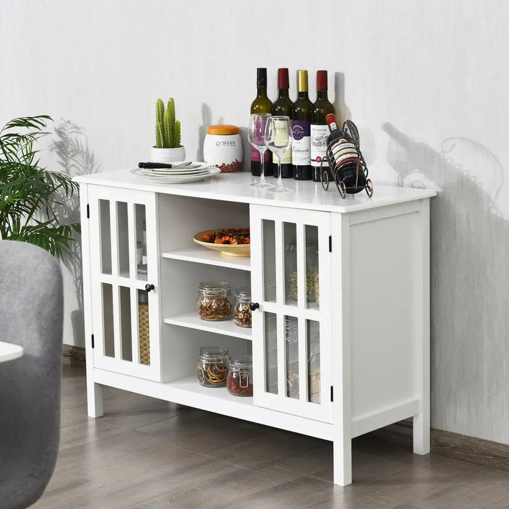 Wooden TV Stand Console Cabinet for 50 Inch TV-White - White - Entertainment Centers & TV Stands