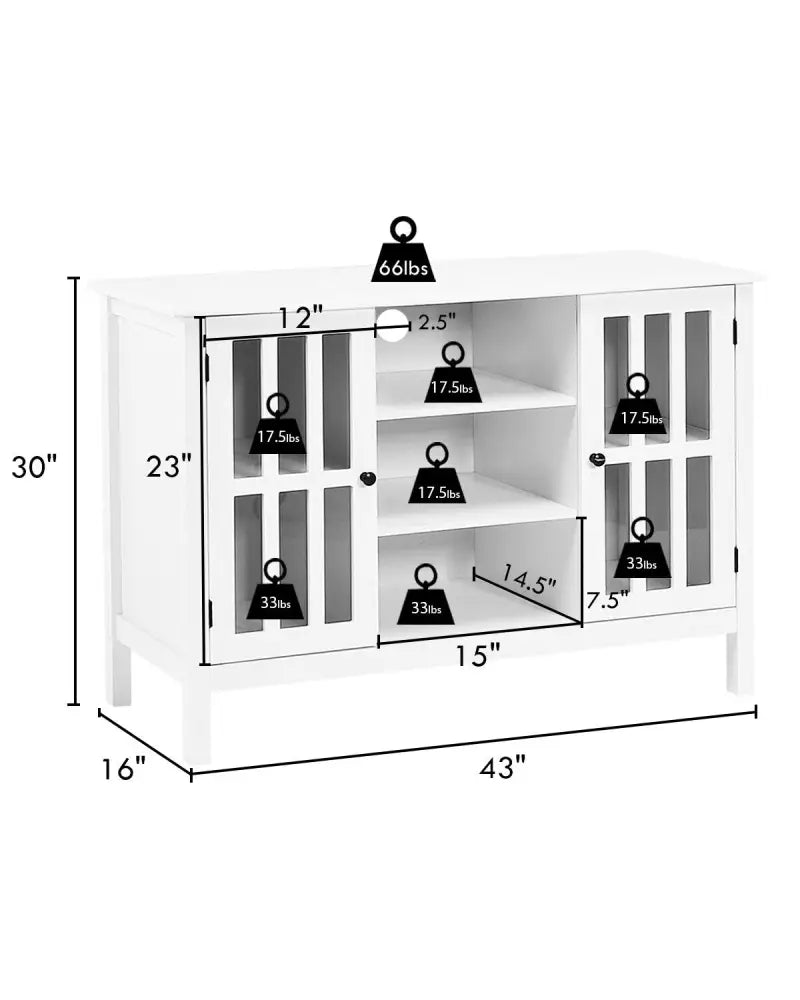 Wooden TV Stand Console Cabinet for 50 Inch TV-White - White - Entertainment Centers & TV Stands