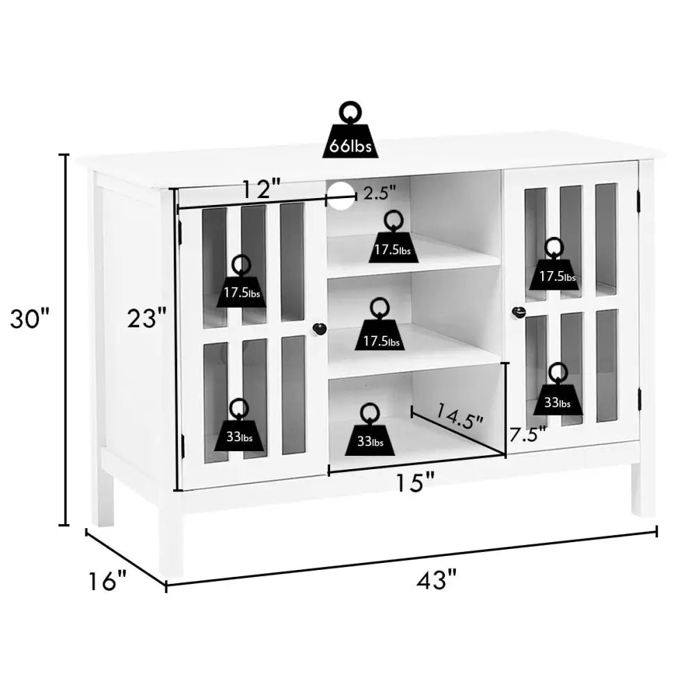 Wooden TV Stand Console Cabinet for 50 Inch TV-White - White - Entertainment Centers & TV Stands