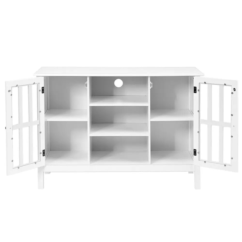 Wooden TV Stand Console Cabinet for 50 Inch TV-White - White - Entertainment Centers & TV Stands