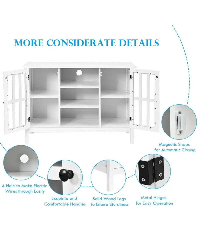 Wooden TV Stand Console Cabinet for 50 Inch TV-White - White - Entertainment Centers & TV Stands