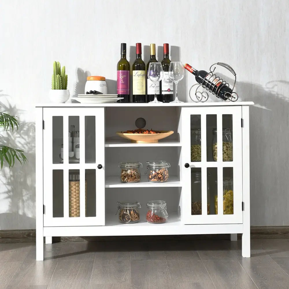 Wooden TV Stand Console Cabinet for 50 Inch TV-White - White - Entertainment Centers & TV Stands