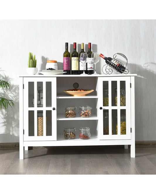 Wooden TV Stand Console Cabinet for 50 Inch TV-White - White - Entertainment Centers & TV Stands