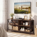 Wooden TV Stand Entertainment for TVs up to 55 Inch with X-Shaped Frame-Rustic Brown - Rustic Brown - Entertainment