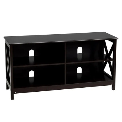 Wooden TV Stand Entertainment Media Center-Brown - Brown - Entertainment Centers & TV Stands