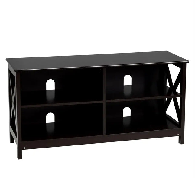 Wooden TV Stand Entertainment Media Center-Brown - Brown - Entertainment Centers & TV Stands