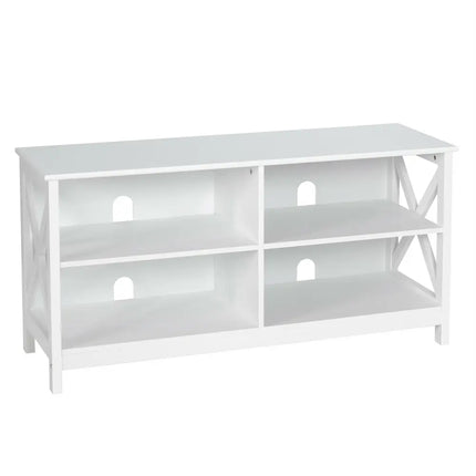 Wooden TV Stand Entertainment Media Center-White - White - Entertainment Centers & TV Stands