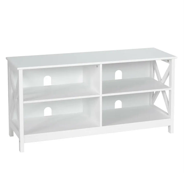 Wooden TV Stand Entertainment Media Center-White - White - Entertainment Centers & TV Stands