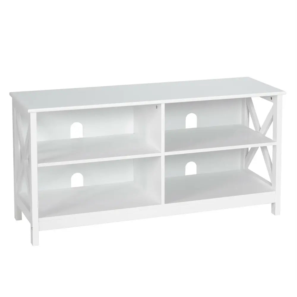 Wooden TV Stand Entertainment Media Center-White - White - Entertainment Centers & TV Stands