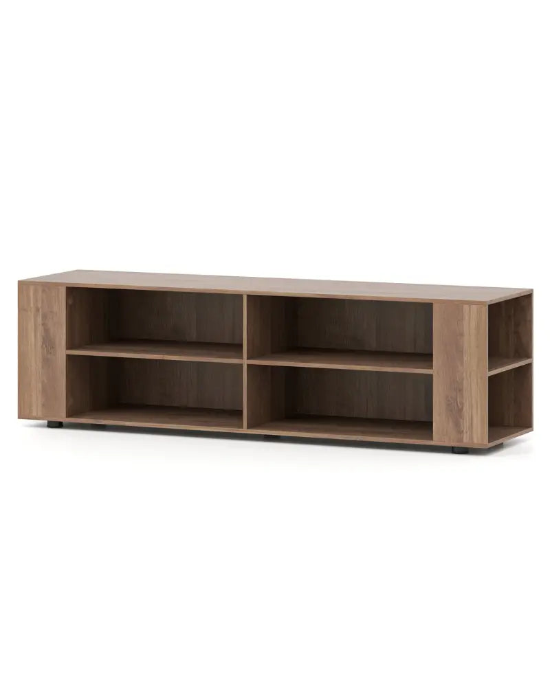 Wooden TV Stand with 8 Open Shelves for TVs up to 65 Inch Flat Screen-Light Gray - Light Gray - Entertainment Centers &