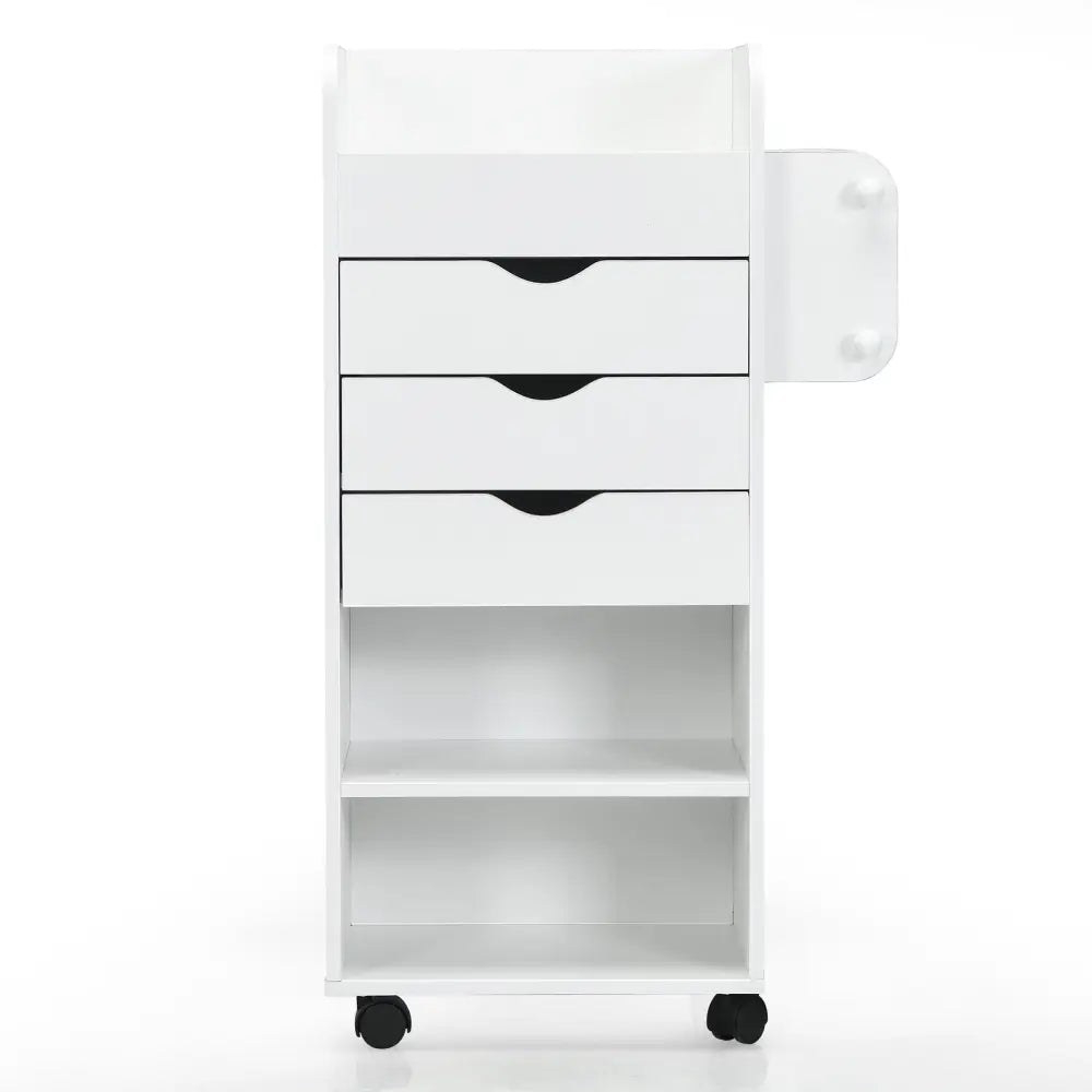 Wooden Utility Rolling Craft Storage Cart-White - White - File Cabinets