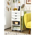 Wooden Utility Rolling Craft Storage Cart-White - White - File Cabinets