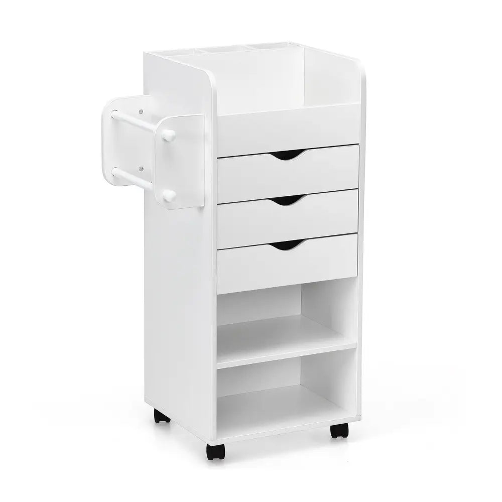 Wooden Utility Rolling Craft Storage Cart-White - White - File Cabinets