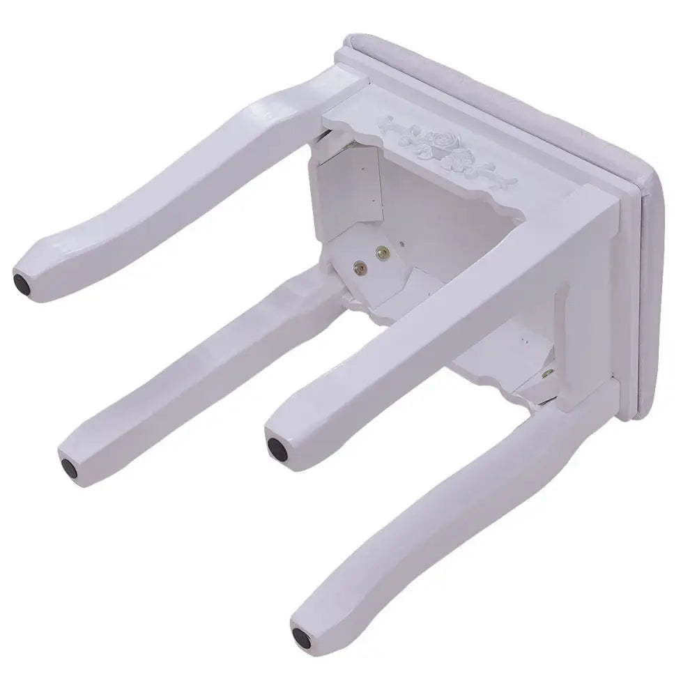 Wooden Vanity Set with 360° Rotating Oval Mirror and Cushioned Stool-White - White - Makeup Vanities