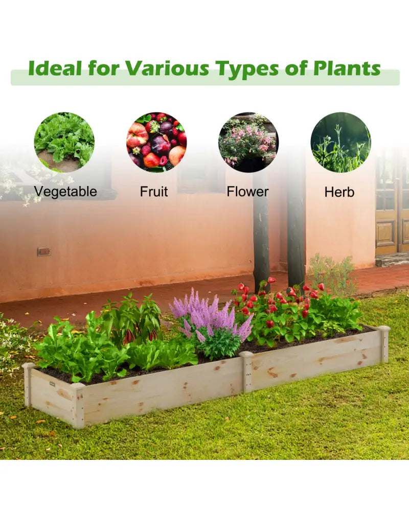 Wooden Vegetable Raised Garden Bed for Backyard Patio Balcony - Natural - Raised Garden Beds