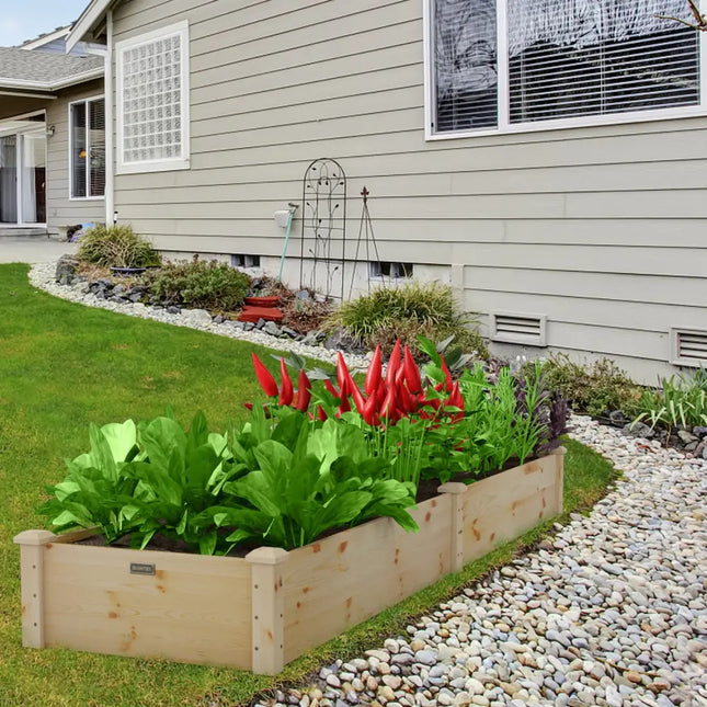 Wooden Vegetable Raised Garden Bed for Backyard Patio Balcony - Natural - Raised Garden Beds