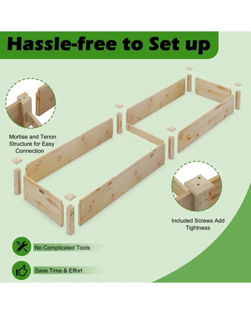 Wooden Vegetable Raised Garden Bed for Backyard Patio Balcony - Natural - Raised Garden Beds
