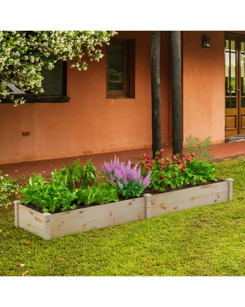 Wooden Vegetable Raised Garden Bed for Backyard Patio Balcony - Natural - Raised Garden Beds
