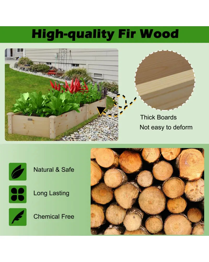 Wooden Vegetable Raised Garden Bed for Backyard Patio Balcony - Natural - Raised Garden Beds