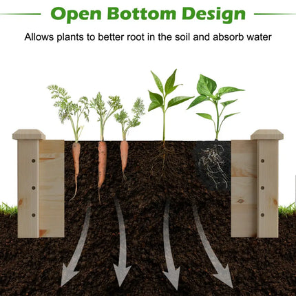 Wooden Vegetable Raised Garden Bed for Backyard Patio Balcony - Natural - Raised Garden Beds
