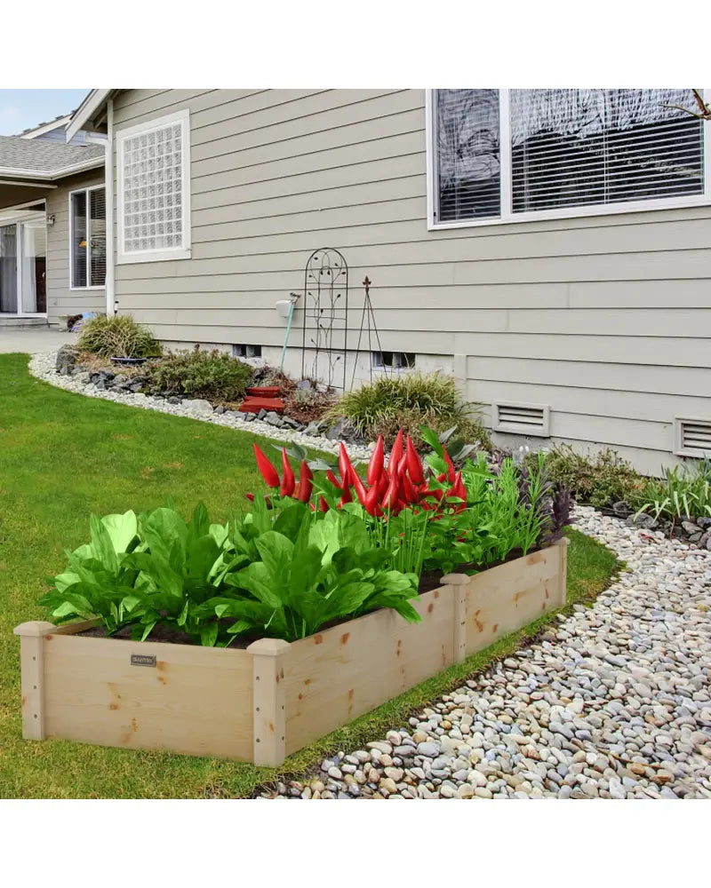 Wooden Vegetable Raised Garden Bed for Backyard Patio Balcony - Natural - Raised Garden Beds