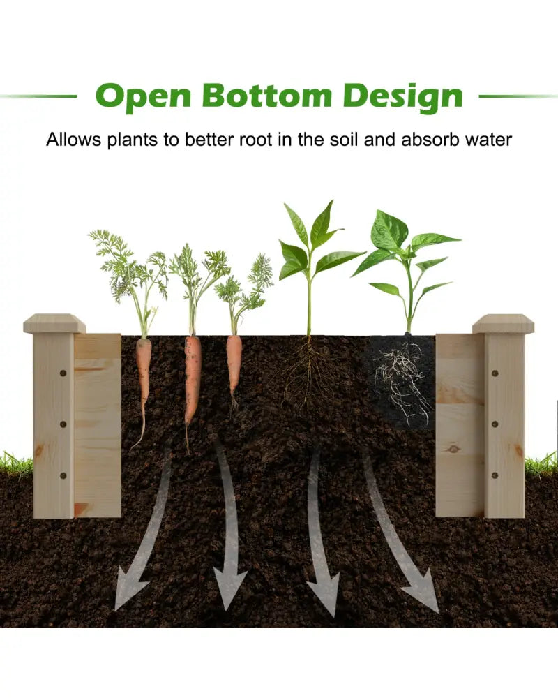 Wooden Vegetable Raised Garden Bed for Backyard Patio Balcony - Natural - Raised Garden Beds