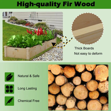 Wooden Vegetable Raised Garden Bed for Backyard Patio Balcony - Natural - Raised Garden Beds
