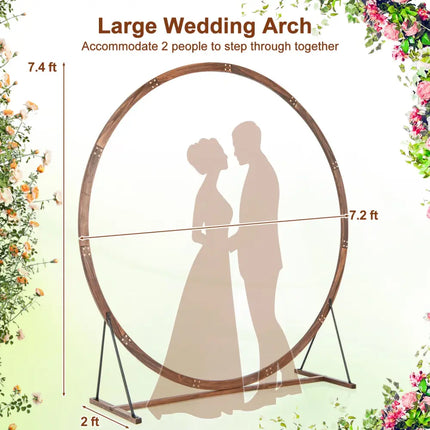 Wooden Wedding Arch Solid Wood Arbor Backdrop Stand for Wedding Ceremony-Round - Brown - Outdoor Decor