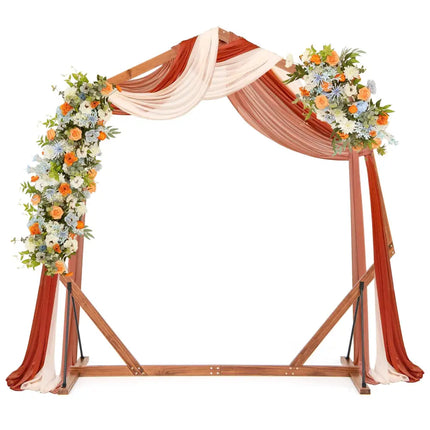 Wooden Wedding Arch Solid Wood Arbor Backdrop Stand for Wedding Ceremony-Heptagon - Outdoor Decor