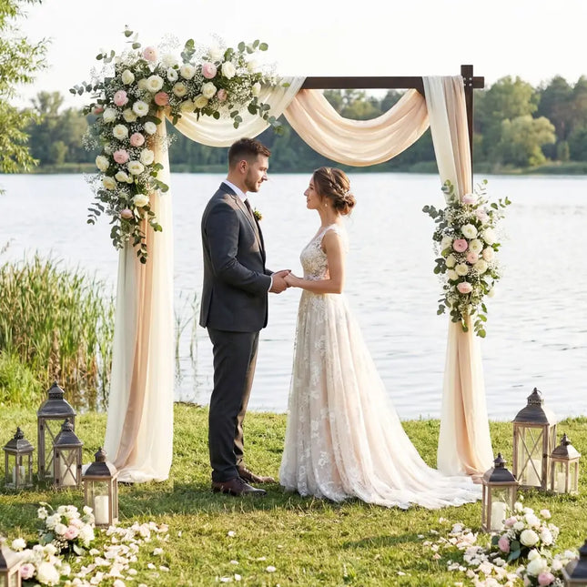 Wooden Wedding Arch Solid Wood Arbor Backdrop Stand for Wedding Ceremony-Square - Outdoor Decor
